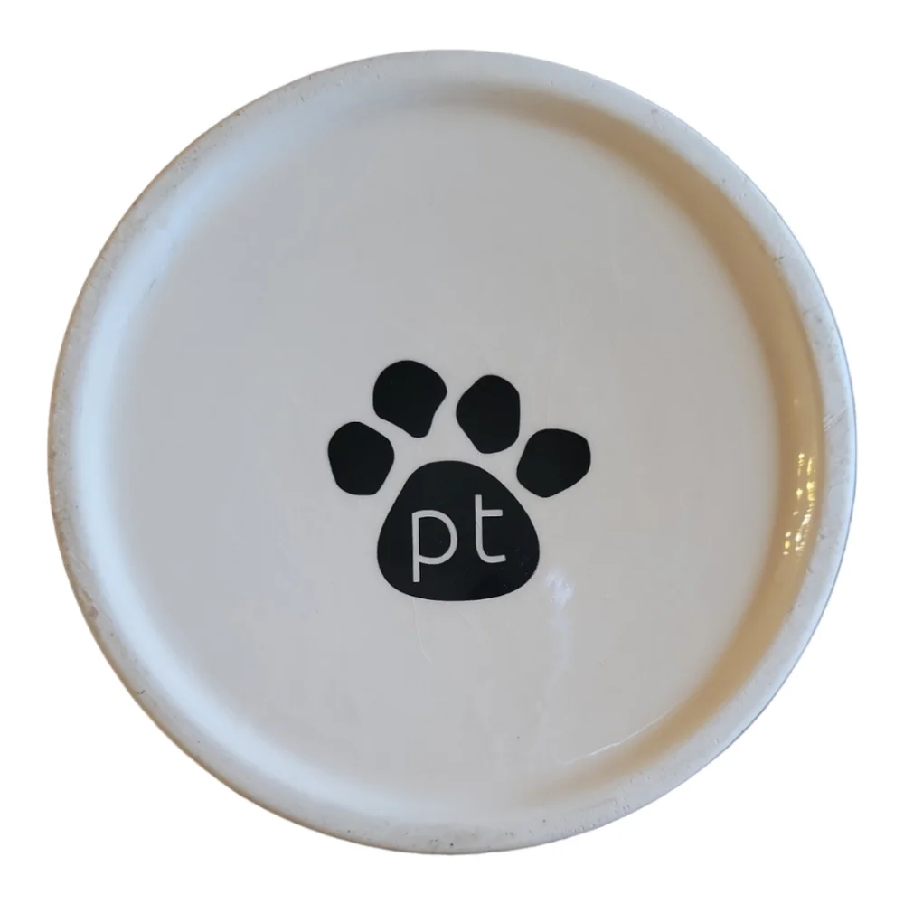 HP 😊 Vtg PT Pet Food Dog Cat Puppy Kitty Water Food Snack Bowl Dish Ceramic